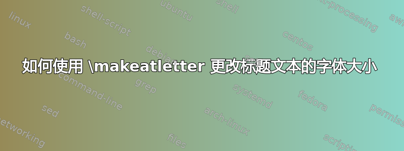 如何使用 \makeatletter 更改标题文本的字体大小