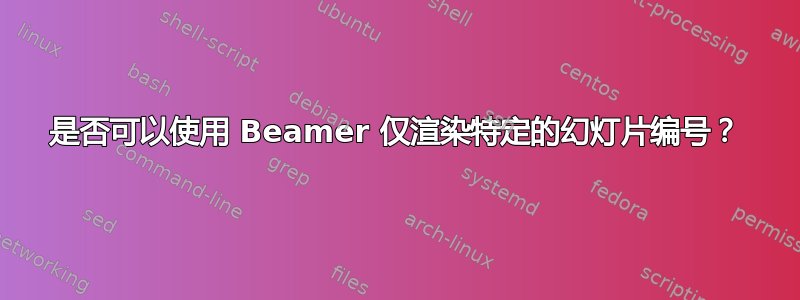 是否可以使用 Beamer 仅渲染特定的幻灯片编号？