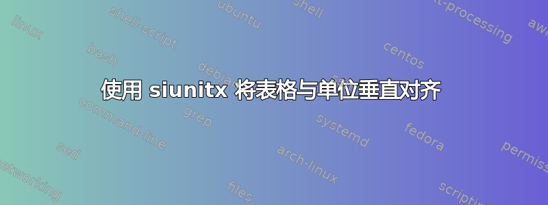 使用 siunitx 将表格与单位垂直对齐