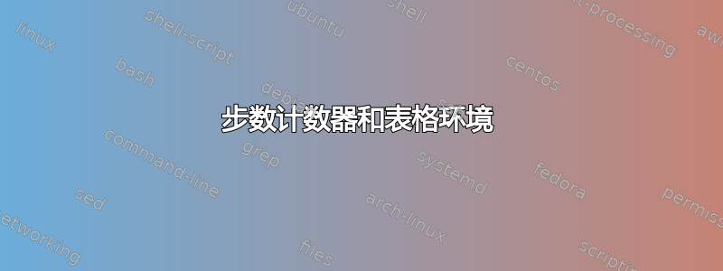 步数计数器和表格环境