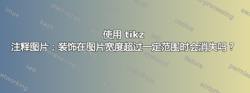 使用 tikz 注释图片；装饰在图片宽度超过一定范围时会消失吗？