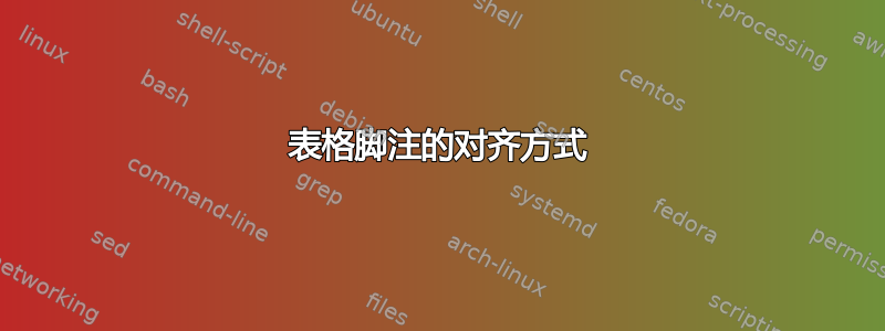 表格脚注的对齐方式