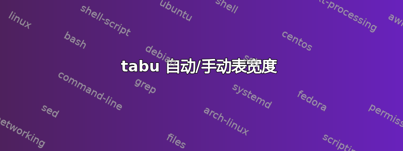 tabu 自动/手动表宽度