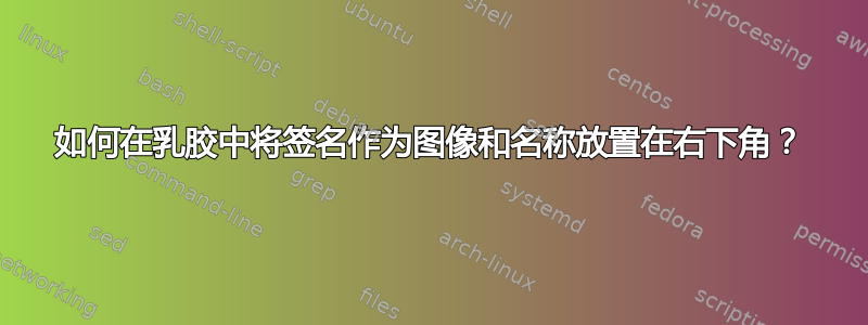 如何在乳胶中将签名作为图像和名称放置在右下角？