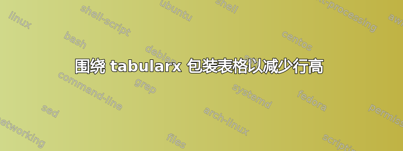 围绕 tabularx 包装表格以减少行高