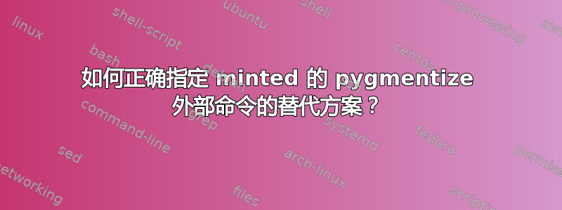 如何正确指定 minted 的 pygmentize 外部命令的替代方案？