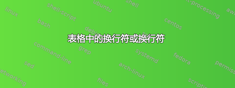 表格中的换行符或换行符