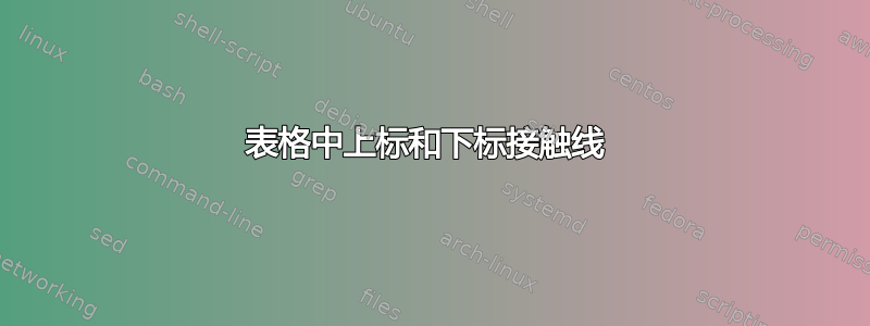 表格中上标和下标接触线 