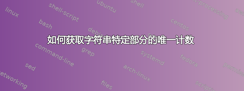 如何获取字符串特定部分的唯一计数