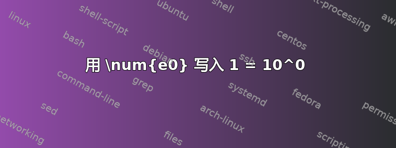 用 \num{e0} 写入 1 = 10^0