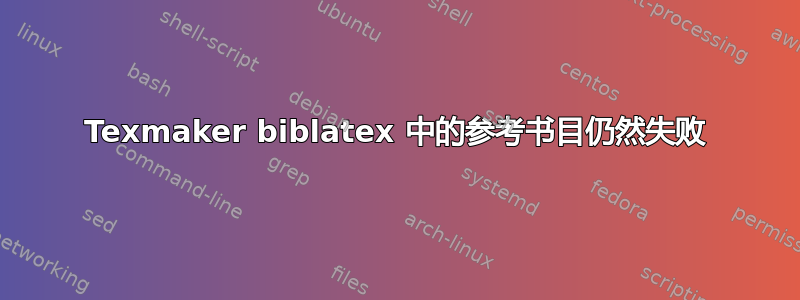 Texmaker biblatex 中的参考书目仍然失败