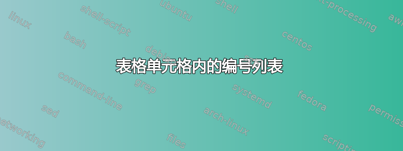 表格单元格内的编号列表