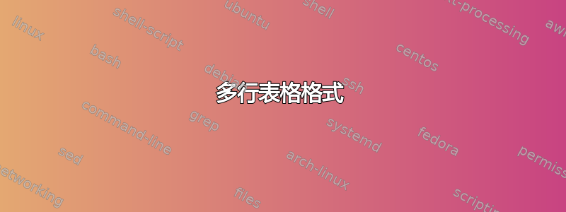 多行表格格式