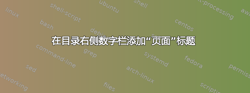 在目录右侧数字栏添加“页面”标题