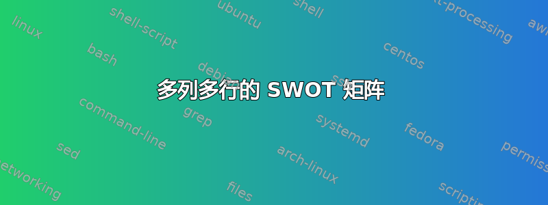 多列多行的 SWOT 矩阵