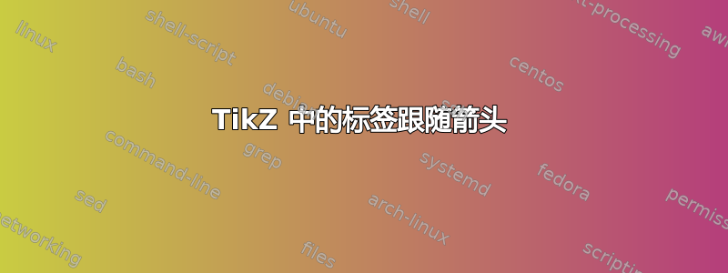 TikZ 中的标签跟随箭头