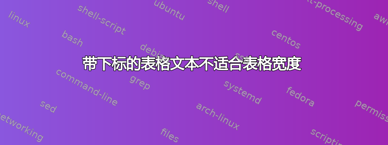 带下标的表格文本不适合表格宽度