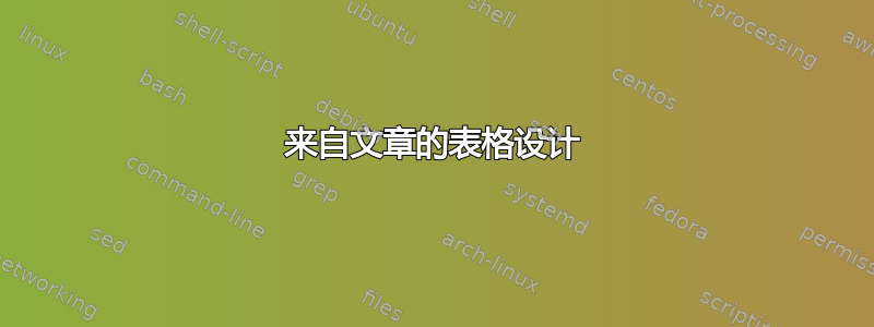 来自文章的表格设计