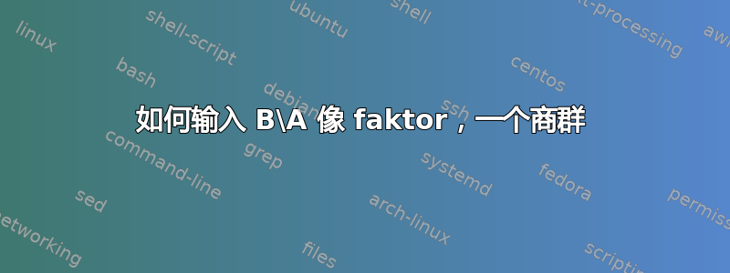 如何输入 B\A 像 faktor，一个商群