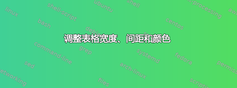 调整表格宽度、间距和颜色