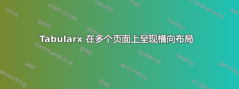 Tabularx 在多个页面上呈现横向布局 