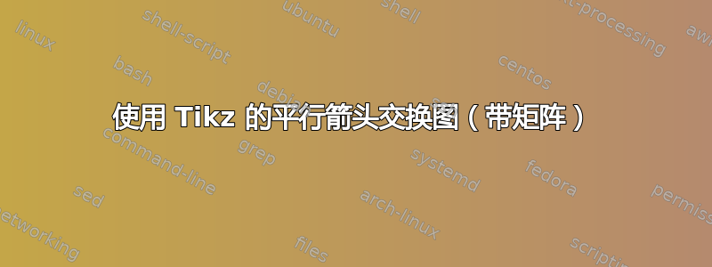 使用 Tikz 的平行箭头交换图（带矩阵）