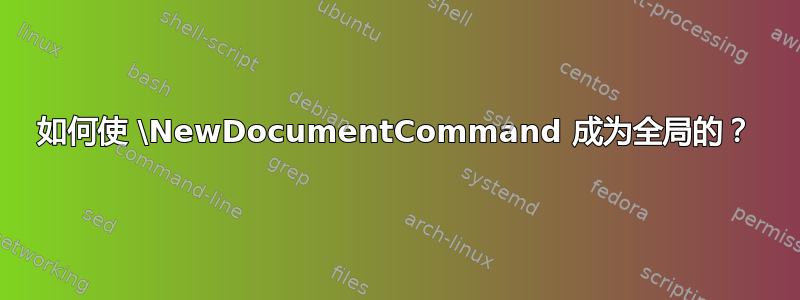 如何使 \NewDocumentCommand 成为全局的？