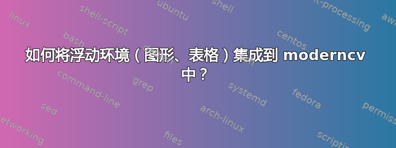 如何将浮动环境（图形、表格）集成到 moderncv 中？