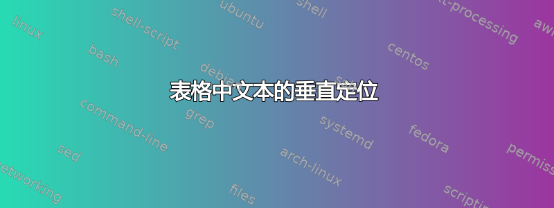 表格中文本的垂直定位