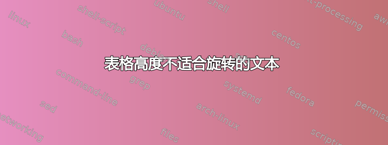 表格高度不适合旋转的文本