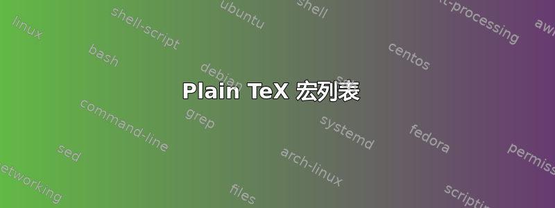 Plain TeX 宏列表 