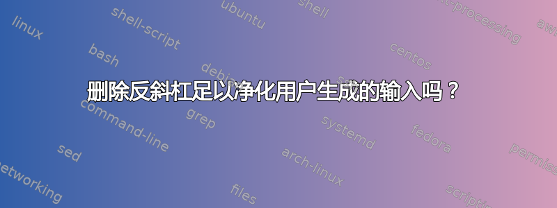 删除反斜杠足以净化用户生成的输入吗？