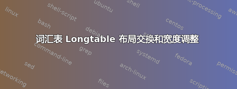 词汇表 Longtable 布局交换和宽度调整