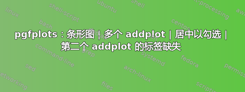 pgfplots：条形图 | 多个 addplot | 居中以勾选 | 第二个 addplot 的标签缺失