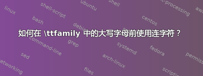 如何在 \ttfamily 中的大写字母前使用连字符？