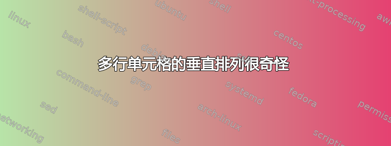 多行单元格的垂直排列很奇怪