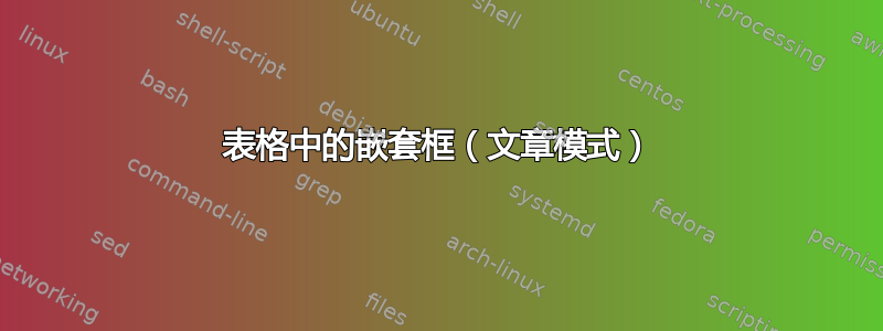 表格中的嵌套框（文章模式）