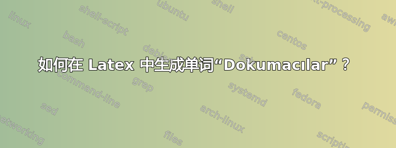 如何在 Latex 中生成单词“Dokumacılar”？