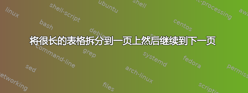 将很长的表格拆分到一页上然后继续到下一页