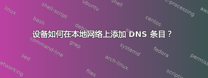 设备如何在本地网络上添加 DNS 条目？