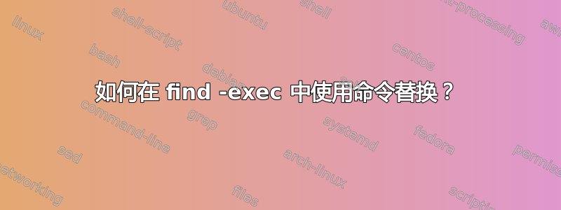 如何在 find -exec 中使用命令替换？