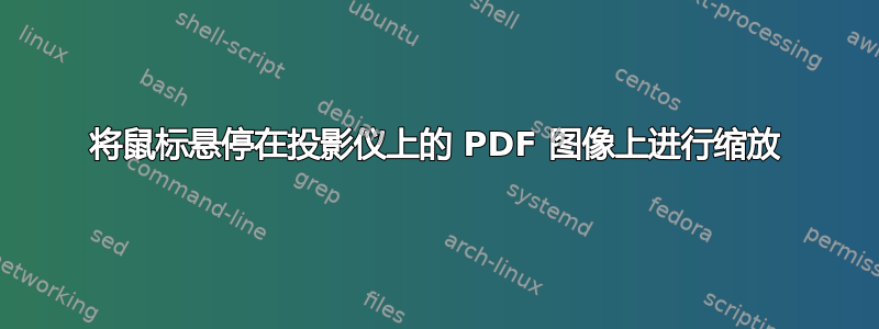 将鼠标悬停在投影仪上的 PDF 图像上进行缩放