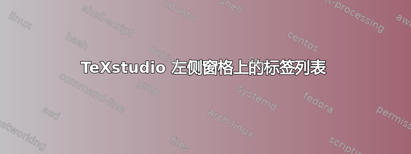 TeXstudio 左侧窗格上的标签列表