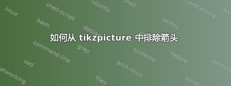 如何从 tikzpicture 中排除箭头