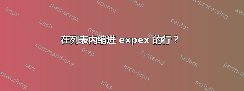 在列表内缩进 expex 的行？