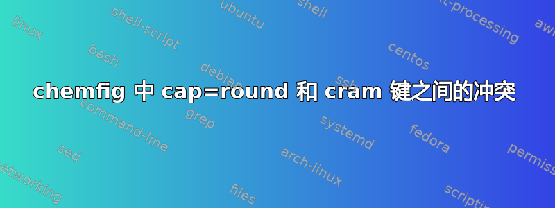 chemfig 中 cap=round 和 cram 键之间的冲突