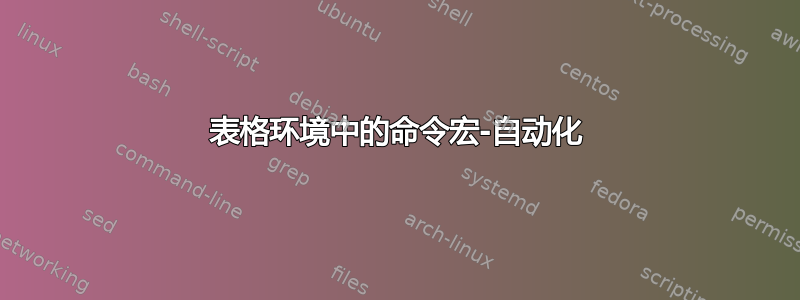 表格环境中的命令宏-自动化