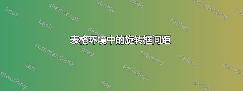 表格环境中的旋转框间距