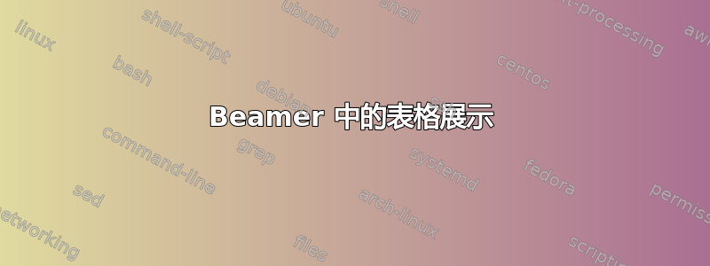 Beamer 中的表格展示