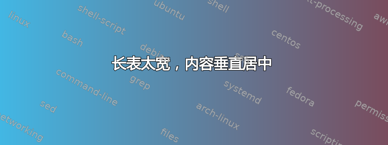 长表太宽，内容垂直居中